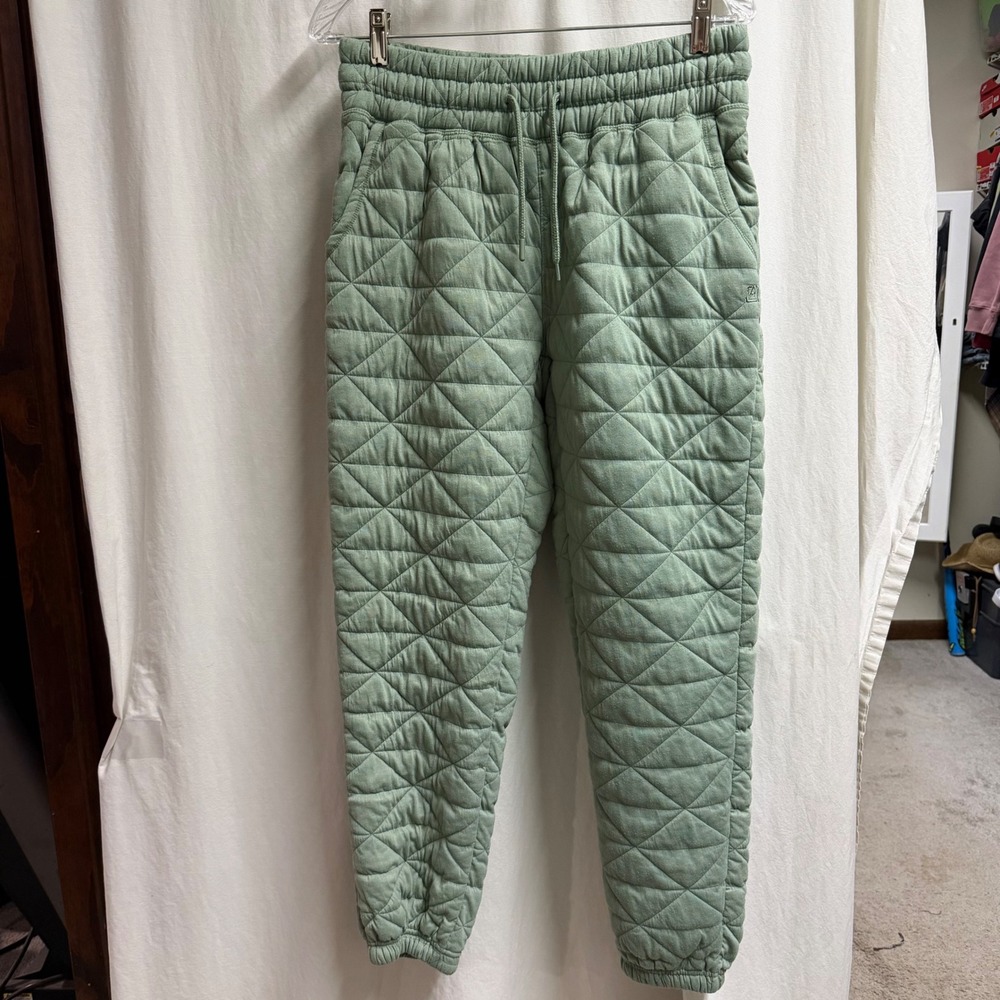 Avalanche Womens Sage Green Quilted Joggers Drawstring Waist Pants Size M